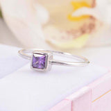 0.4ct Princess Cut Purple Amethyst Engagement Ring Solitaire 14k White Gold Over