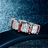 4Ct Radiant Cut Red Garnet Diamond Stylish Engagement Ring 14K White Gold Finish