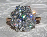 Floral Cluster Halo Engagement Ring 2.9ct Round Cut Diamond 14k Two Tone Finish