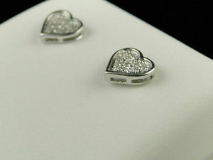 0.2ct Round Cut Diamond Heart Shaped Design Stud Earrings 14k White Gold Finish