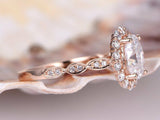 Accents Solitaire Engagement Ring 1.5ct Oval Cut Diamond 14k Rose Gold Finish