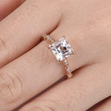 1.5ct Princess Cut Peach Morganite Accents Solitaire Ring 14k Rose Gold Finish