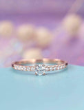 1.2ct Round Cut Diamond Engagement Ring Accent with Solitaire 14k Rose Gold Over