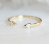 0.4ct Pear Cut Diamond Engagement Ring 14k Yellow Gold Finish Open Solitaire