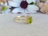 1ct Engagement Ring Oval Cut Green Peridot Crown Solitaire 14k YellowGold Finish