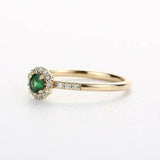 1.5ct Round Cut Green Emerald Diamond Halo Engagement Ring 14k Yellow Gold Over