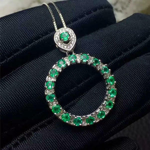 2ct Green Emerald Pendant Round Cut Open Circular 14k White Gold Finish NO CHAIN