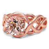 1Ct Round Cut Peach Morganite Infinity Band Solitaire Ring 14K Rose Gold Finish