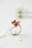 0.25ct Round Cut Diamond Engagement Ring Flower Statement 14k Rose Gold Finish