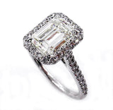 2.5Ct Emerald Cut Diamond Halo Solitaire Engagement Ring 18K White Gold Finish