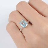 2ct Cushion Blue Aquamarine Engagement Ring Diamond Accents 14k White Gold Over