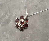 2.7ct Red Garnet Pendant Round Cut Cluster Design 14k White Gold Finish NO CHAIN