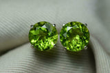 5ct Stud Earrings Round Cut Green Peridot Solitaire Women 14k White Gold Finish