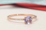 1.5ct Round Cut Purple Amethyst Solitaire with Accents Ring 14k Rose Gold Finish