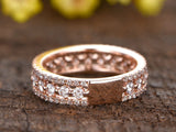 2.3ct Round Cut Diamond 3/4th Eternity Stackable Wedding Band 14k Rose Gold Over