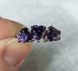 2.35ct Heart Cut Purple Amethyst Trilogy Engagement Ring 14k White Gold Finish