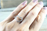 2ct Round Cut Diamond Engagement Ring Heart Hollow Design 14k White Gold Finish