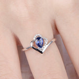 2ct Pear Cut Blue Tanzanite Unique Promise Engagement Ring 14k White Gold Finish