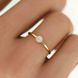 Halo Solitaire Engagement Ring 0.45ct Round Cut Diamond 14k Yellow Gold Finish