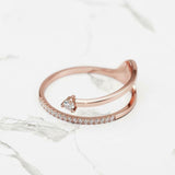 Stylish Arrow Open Engagement Ring 0.45ct Round Cut Diamond 14k Rose Gold Finish