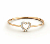 0.2ct Engagement Ring Round Cut Diamond Open Heart Shaped 14k Rose Gold Finish