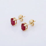 1ct Stud Earrings Oval Cut Pink Ruby Solitaire 14k Yellow Gold Finish