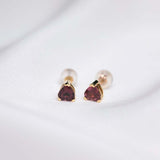 1.2ct Heart Cut Red Garnet Solitaire Stud Earrings Women 14k Yellow Gold Finish