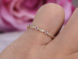 0.8ct Round Cut Purple Amethyst Half Eternity Vintage Band 14k Rose Gold Finish