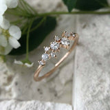 Cluster Minimalist Engagement Ring 1.3ct Round Cut Diamond 18k Rose Gold Finish