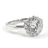 1.65ct Round Cut Diamond Engagement Ring Halo Solitaire 14k White Gold Finish