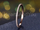 0.3ct Round Cut Moissanite Thin Full Eternity Wedding Band 14k Rose Gold Plated