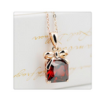 1Ct Cushion Cut Red Garnet Solitaire Women Pendant 14K Rose Gold Finish NO CHAIN