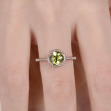 2ct Round Cut Green Peridot Halo Proposal Engagement Ring 14k Rose Gold Finish