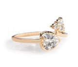 0.5ct Heart Cut Simulated Diamond Bypass Engagement Ring 14k Yellow Gold Plated