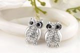 1.4ct Round Cut VVS1 Diamond Lucky Owl Design Stud Earrings 14k WhiteGold Finish