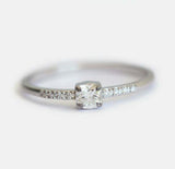 1ct Cushion Cut Diamond Engagement Ring 14k WhiteGold Over Solitaire with Accent