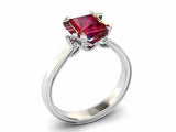 2ct Princess Cut Pink Ruby Trilogy Cocktail Bridal Set Ring 14k WhiteGold Finish