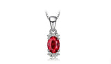 1.7ct Red Garnet Pendant Oval Cut Diamond Petite 14k White Gold Finish NO CHAIN