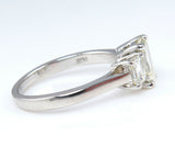 2.5Ct Emerald Cut Diamond Solitaire Trilogy Engagement Ring 14K White Gold Over