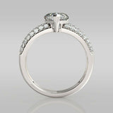 2Ct Heart Cut Diamond 3 Row Accent Solitaire Engagement Ring 14K White Gold Over