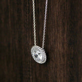 1ct Round Cut VVS1D Diamond Double Halo Pendant 14k White Gold Finish NO CHAIN