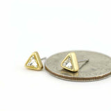 0.5ct Trillion Cut VVS1D Diamond Solitaire Stud Earrings 14k Yellow Gold Finish