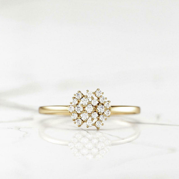 Cluster Snowflake Engagement Ring 1.6ct Round Cut Diamond 14k Yellow Gold Finish