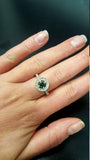 2ct Engagement Ring Round Cut Green Emerald Diamond Halo 14k White Gold Finish