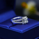 2ct Princess Cut Diamond Engagement Ring 14k White Gold Finish Halo Split Shank