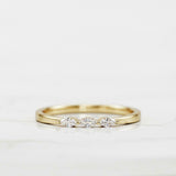 Trilogy Minimalist Engagement Ring 0.4ct Marquise Diamond 14k Yellow Gold Finish