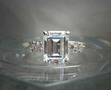 5 Stone Solitaire Engagement Ring 2.5ct Emerald Cut Diamond 14k WhiteGold Finish