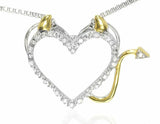 0.15ct Round Cut VVS1D Diamond Pendant Devil Heart 14k Two Tone Finish NO CHAIN