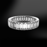 6Ct Baguette Cut Diamond Iced Eternity Queens Wedding Band 14K White Gold Finish