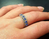 1.4ct Round Cut Blue Sapphire Braided Vintage Inspired Band 14k White Gold Over